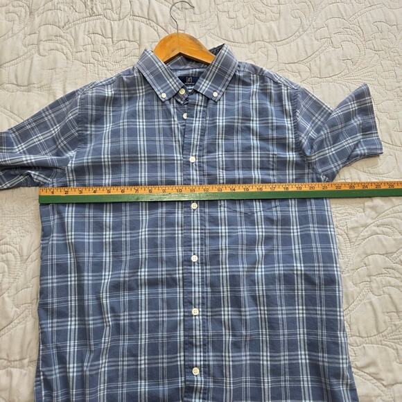 George Men's Classic Fit Blue Plaid Button Down Short Sleeve Casual Shirt Size M - Picture 6 of 6